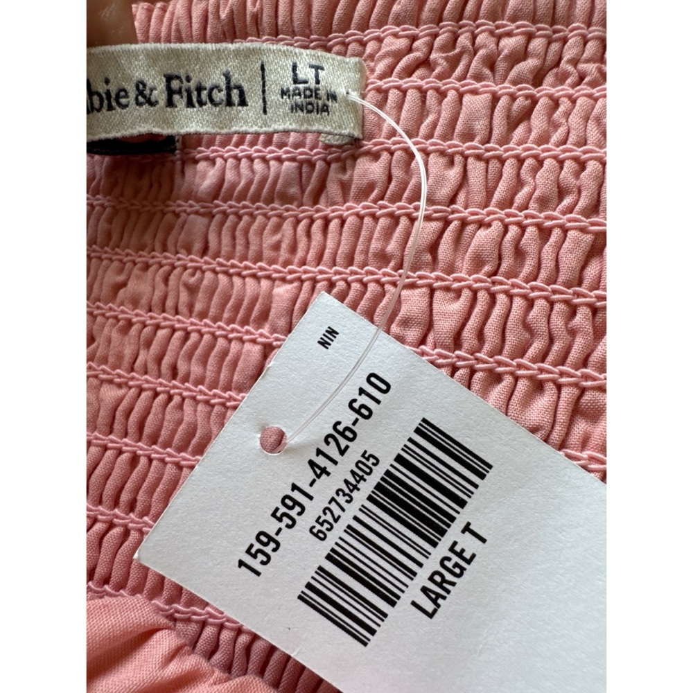 Abercrombie & Fitch Ruffle Sleeve Tiered Poplin Maxi Dress Pink Size Large Tall - Picture 6 of 7